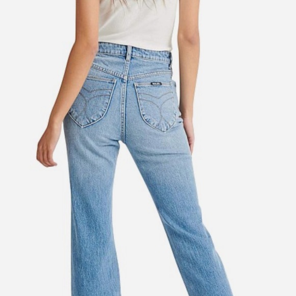 WOMEN’S STYLISH ROLLAS DUSTERS SLIM BOOTCUT HIGH RISE JEANS IN BRAD BLUE EUC - Picture 5 of 12